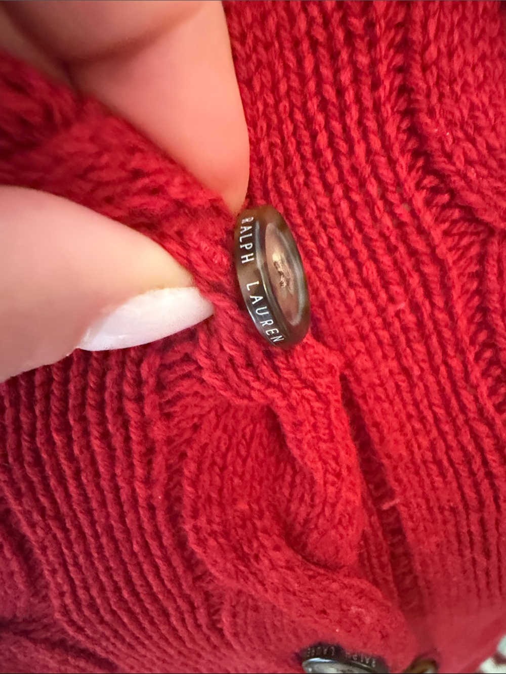 Ralph Lauren Red M Cable Knit Cardigan original price $268 - Picture 6 of 13